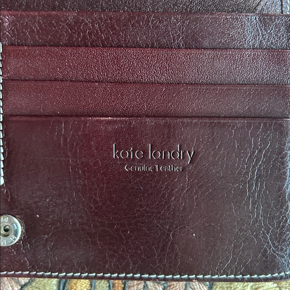 Kate Landry Classic Burgundy Genuine Leather Long Bi fold Wallet - Picture 4 of 4
